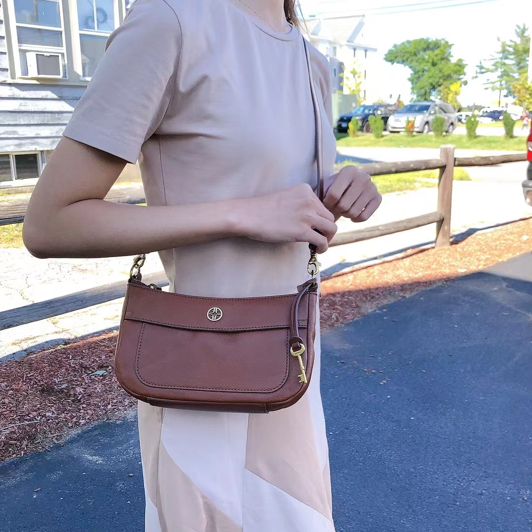 Fossil SHB3019210 Skylar Mini Baguette In Brown Fossil SHB3019210 Skylar Mini Baguette In Brown